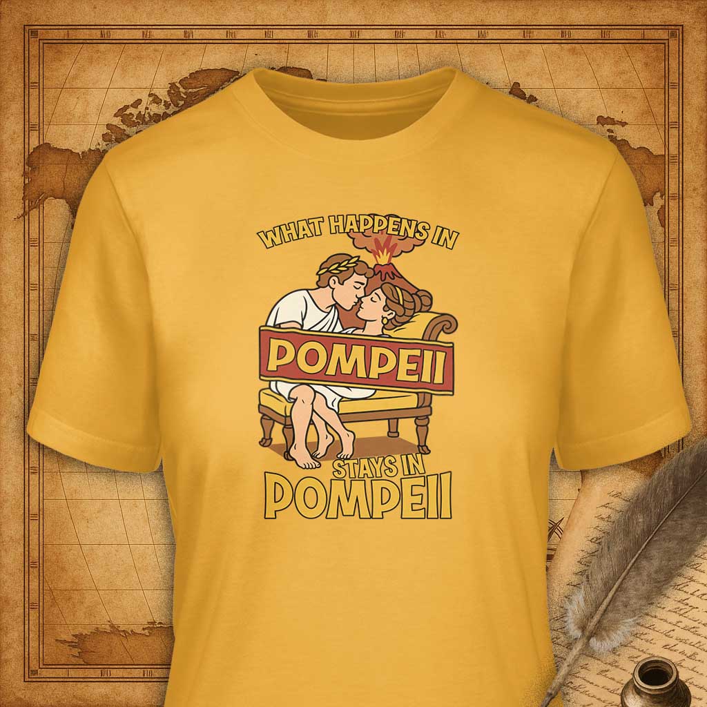 What happens in Pompeii stays in Pompeii T-Shirt-T-Shirt-My Store-Gold-S-Ink and Empire