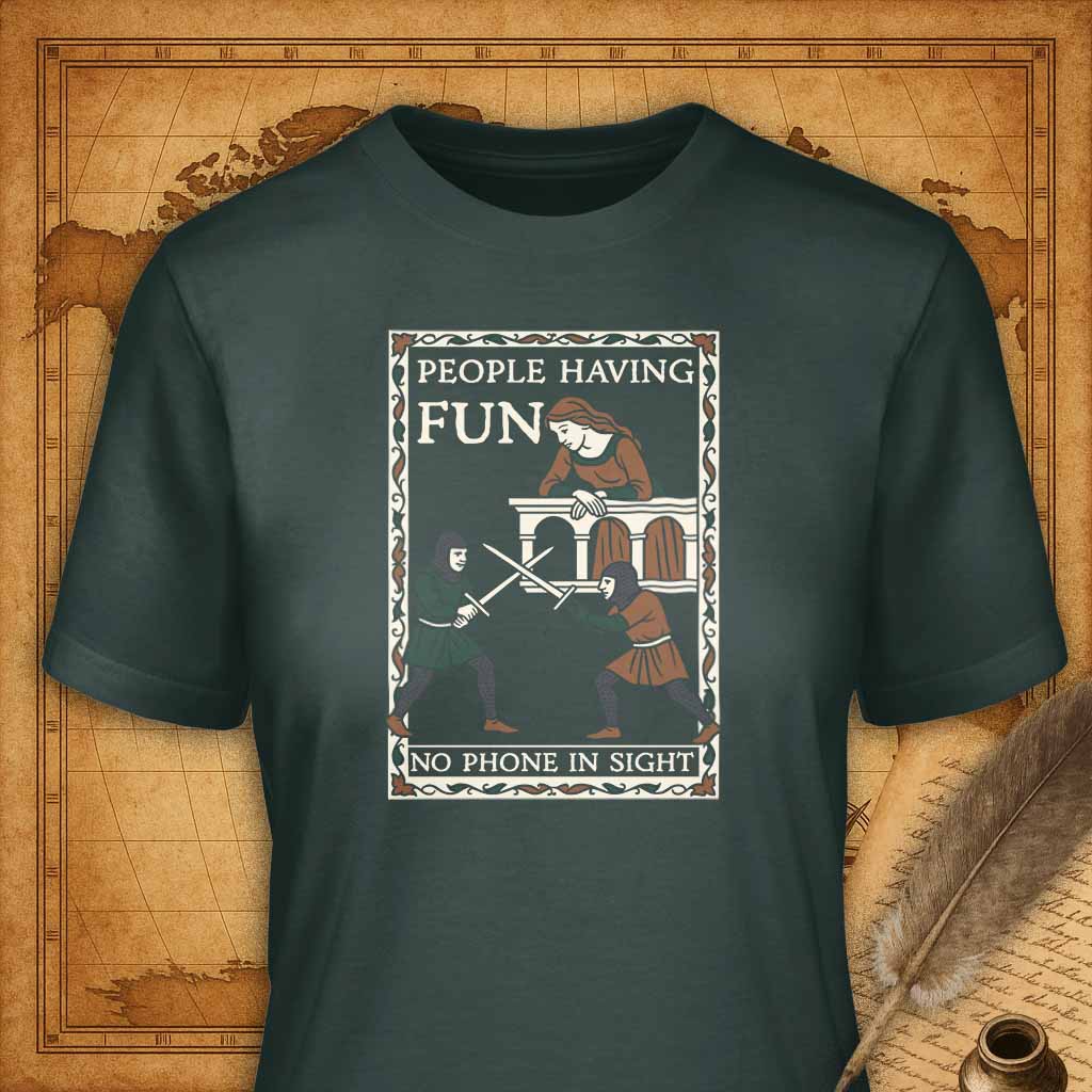 People having fun no phone in sight T-Shirt-T-Shirt-My Store-Forest Green-S-Ink and Empire