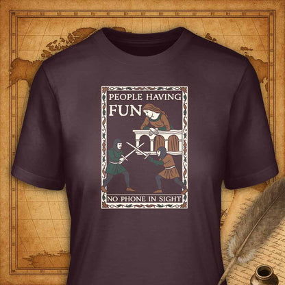 People having fun no phone in sight T-Shirt-T-Shirt-My Store-Maroon-S-Ink and Empire