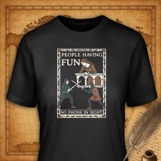 People having fun no phone in sight T-Shirt-T-Shirt-My Store-Vintage Black-S-Ink and Empire