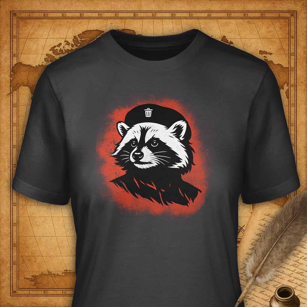Raccoon Che T-Shirt-T-Shirt-My Store-Dark Grey-S-Ink and Empire