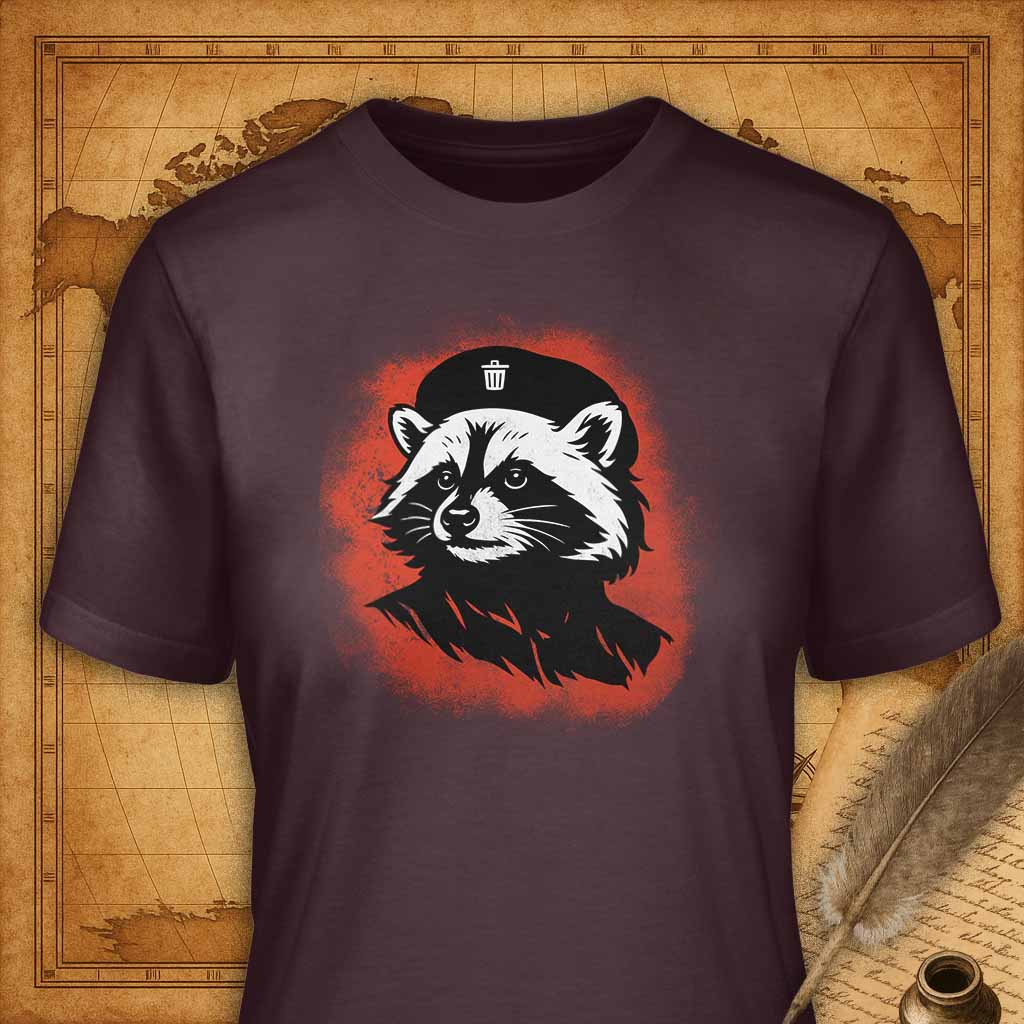 Raccoon Che T-Shirt-T-Shirt-My Store-Maroon-S-Ink and Empire