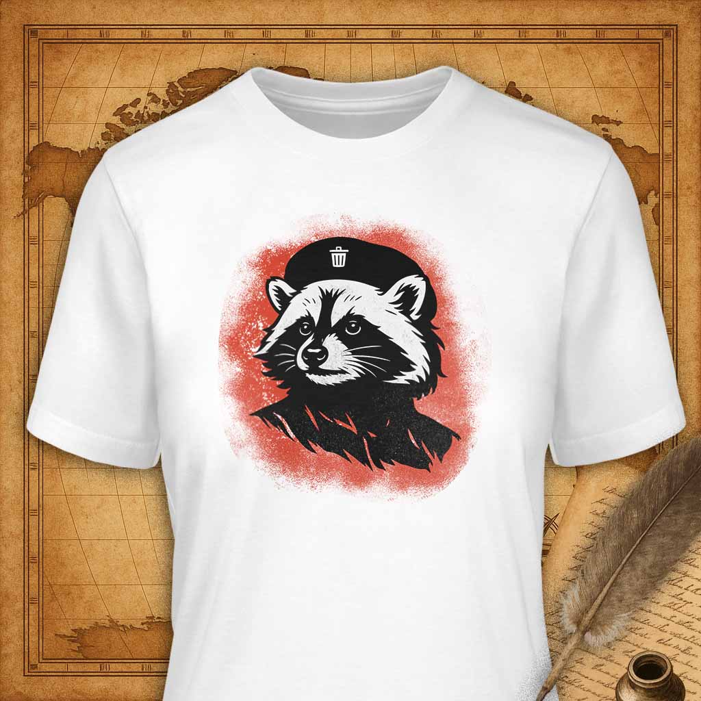Raccoon Che T-Shirt-T-Shirt-My Store-White-S-Ink and Empire