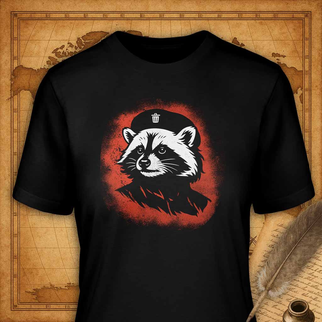Raccoon Che T-Shirt-T-Shirt-My Store-Black-S-Ink and Empire