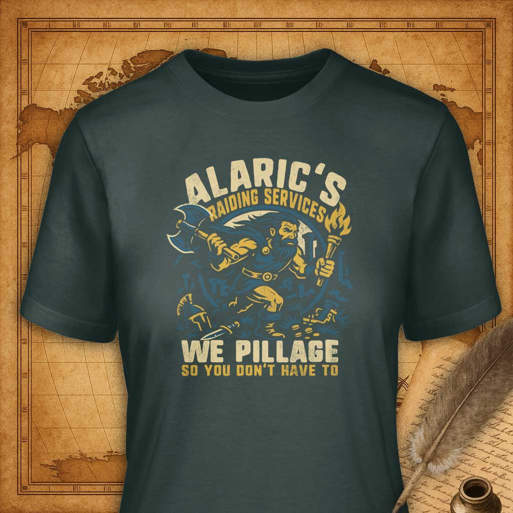 Alaric Raiding Services T-Shirt-T-Shirt-My Store-Dark Grey-S-Ink and Empire