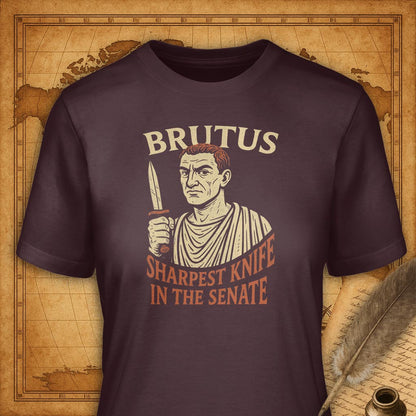 Brutus - Sharpest Knife in the Senate T-Shirt-T-Shirt-My Store-Maroon-S-Ink and Empire