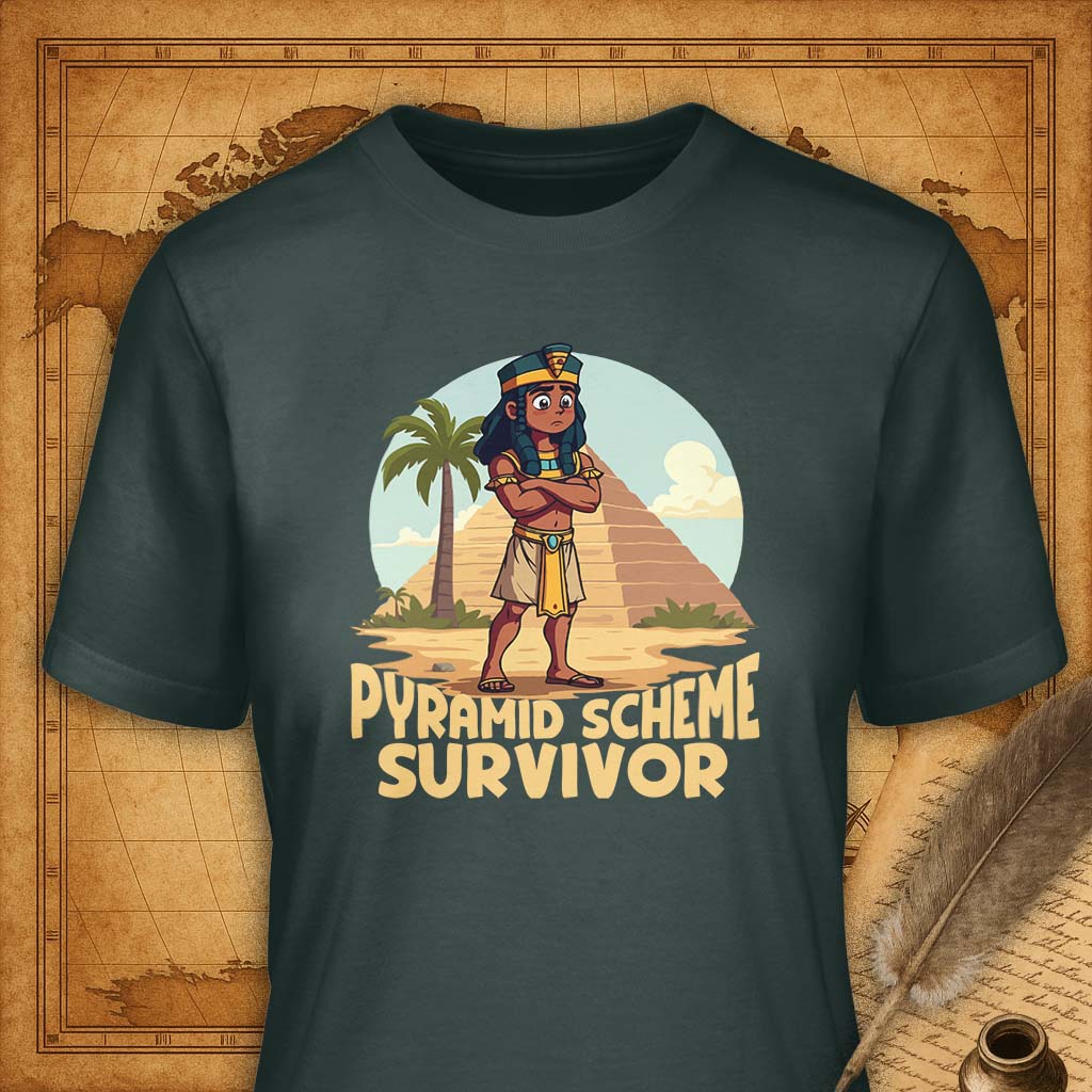 Pyramid Scheme Survivor T-Shirt-T-Shirt-My Store-Forest Green-S-Ink and Empire