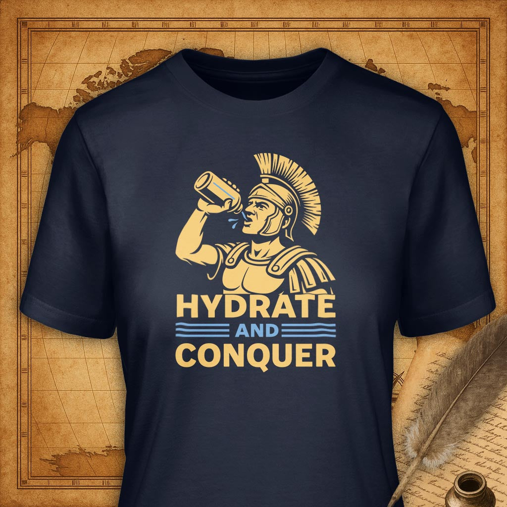 Hydrate and Conquer T-Shirt-T-Shirt-My Store-Navy-S-Ink and Empire