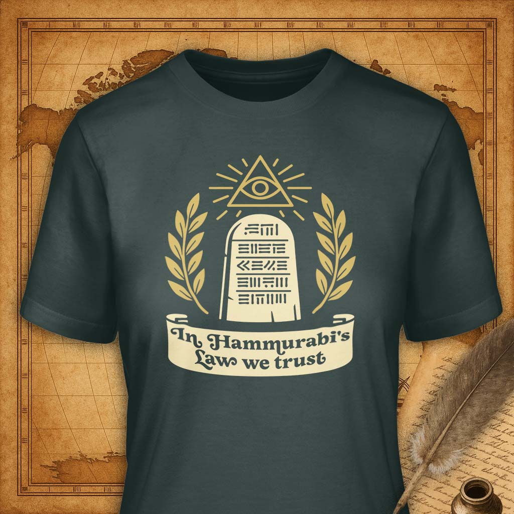 In Hammurabi's Law we trust T-Shirt-T-Shirt-My Store-Forest Green-S-Ink and Empire