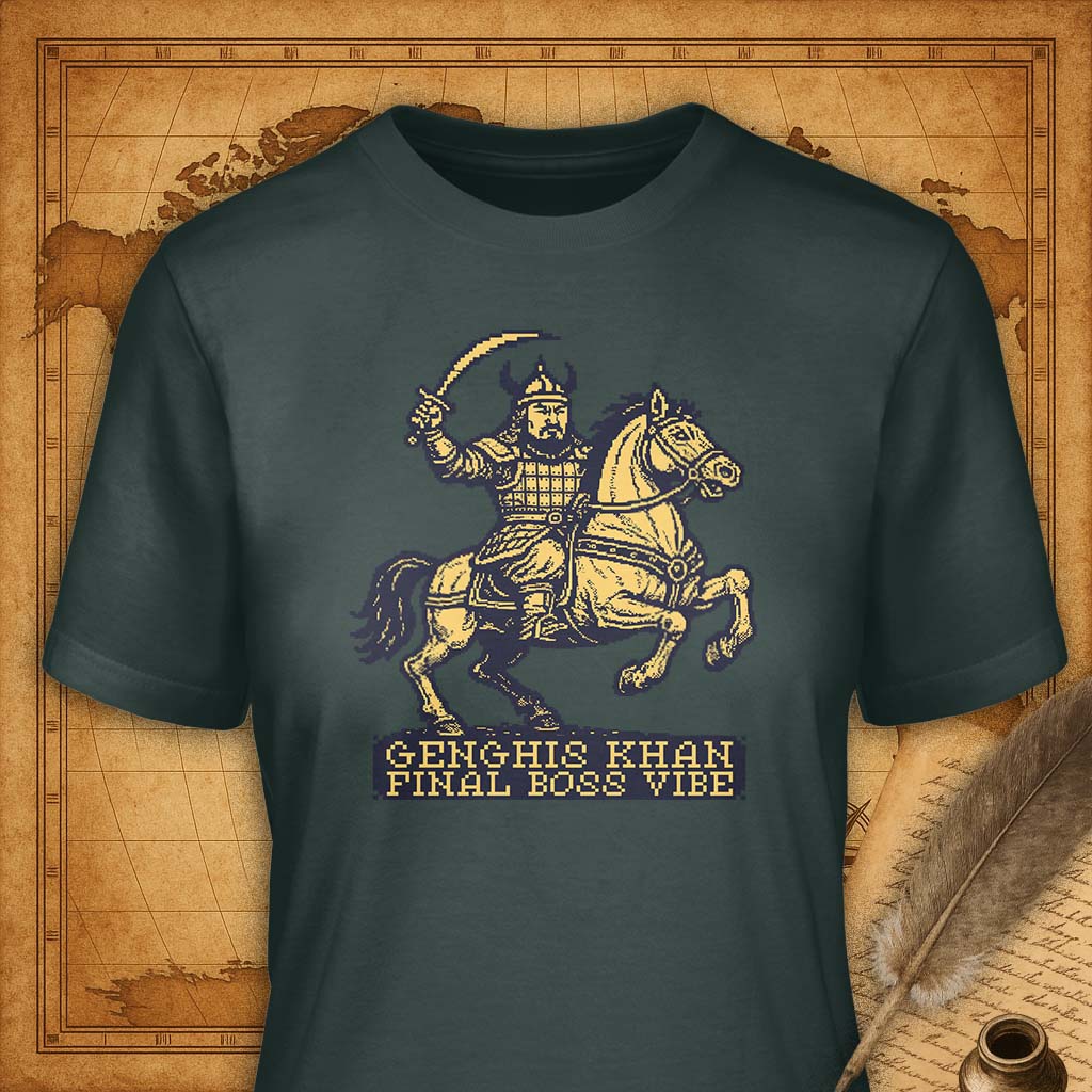 Genghis Khan - Final Boss Vibe T-Shirt-T-Shirt-My Store-Forest Green-S-Ink and Empire