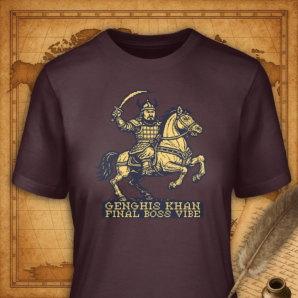 Genghis Khan - Final Boss Vibe T-Shirt-T-Shirt-My Store-Maroon-S-Ink and Empire