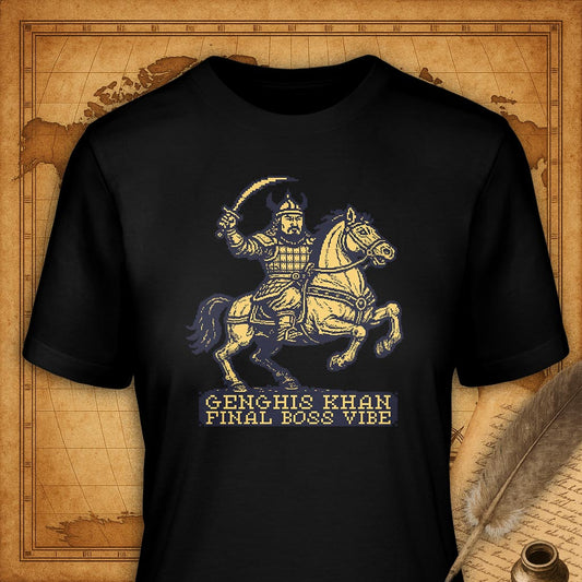 Genghis Khan - Final Boss Vibe T-Shirt-T-Shirt-My Store-Black-S-Ink and Empire