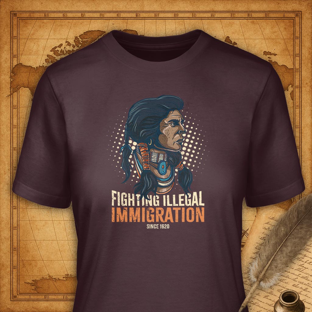 Fighting Illegal Immigration since 1620 T-Shirt-T-Shirt-My Store-Maroon-S-Ink and Empire