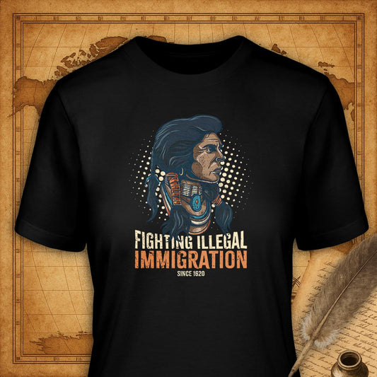 Fighting Illegal Immigration since 1620 T-Shirt-T-Shirt-My Store-Black-S-Ink and Empire