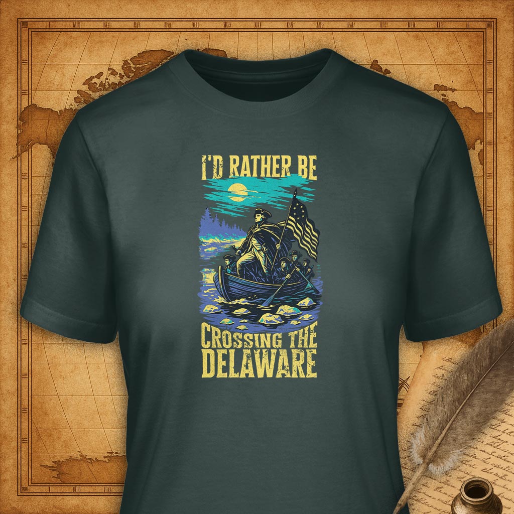 I'd rather be crossing the Delaware T-Shirt-T-Shirt-My Store-Forest Green-S-Ink and Empire