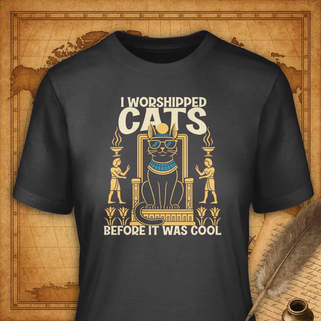 I worshiped cats before it was cool T-Shirt-T-Shirt-My Store-Dark Grey-S-Ink and Empire