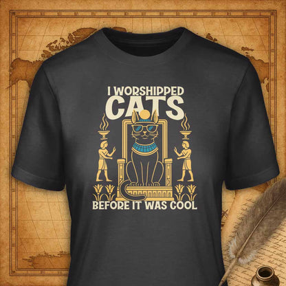 I worshiped cats before it was cool T-Shirt-T-Shirt-My Store-Dark Grey-S-Ink and Empire
