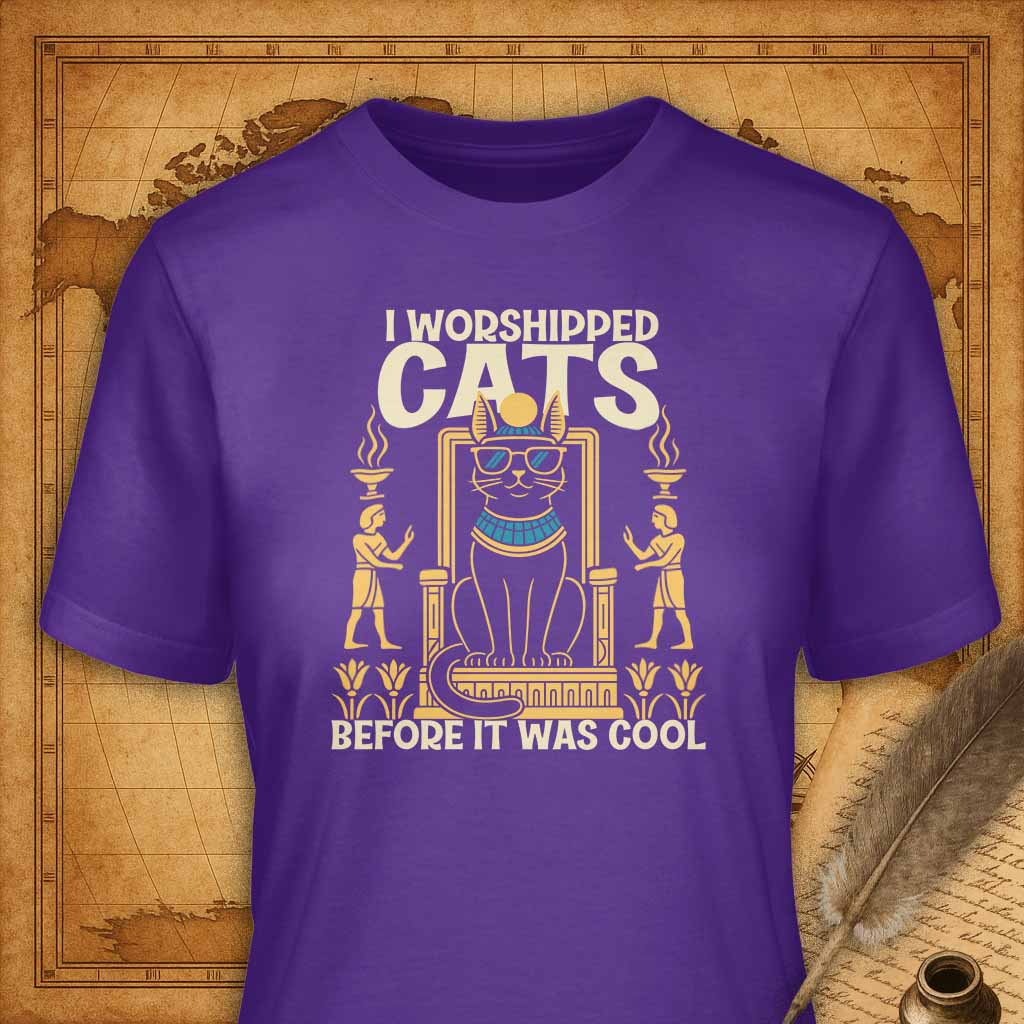 I worshiped cats before it was cool T-Shirt-T-Shirt-My Store-Purple-S-Ink and Empire