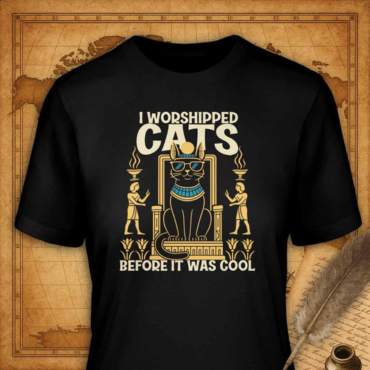 I worshiped cats before it was cool T-Shirt-T-Shirt-My Store-Black-S-Ink and Empire