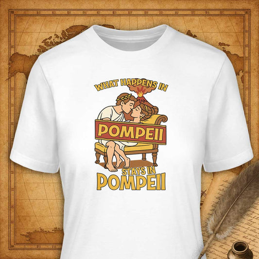 What happens in Pompeii stays in Pompeii T-Shirt-T-Shirt-My Store-White-S-Ink and Empire