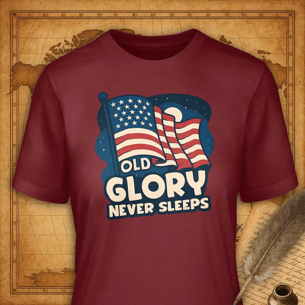 Old Glory Never Sleeps T-Shirt-T-Shirt-My Store-Cardinal-S-Ink and Empire