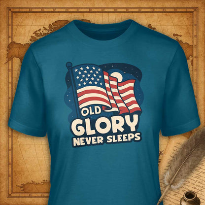 Old Glory Never Sleeps T-Shirt-T-Shirt-My Store-Deep Teal-S-Ink and Empire