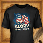 Old Glory Never Sleeps T-Shirt-T-Shirt-My Store-Vintage Black-S-Ink and Empire