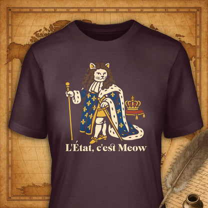 L'Etat, c'est Meow T-Shirt-T-Shirt-My Store-Maroon-S-Ink and Empire