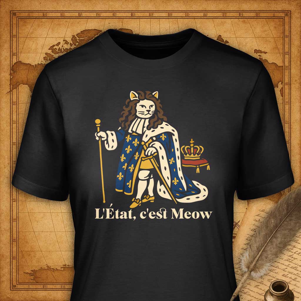 L'Etat, c'est Meow T-Shirt-T-Shirt-My Store-Vintage Black-S-Ink and Empire