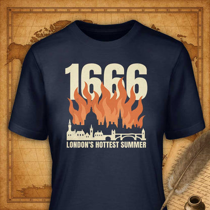 1666 London's Hottest Summer T-Shirt-T-Shirt-My Store-Navy-S-Ink and Empire