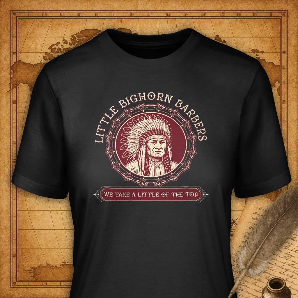 Little Bighorn Barbers T-Shirt-T-Shirt-My Store-Vintage Black-S-Ink and Empire