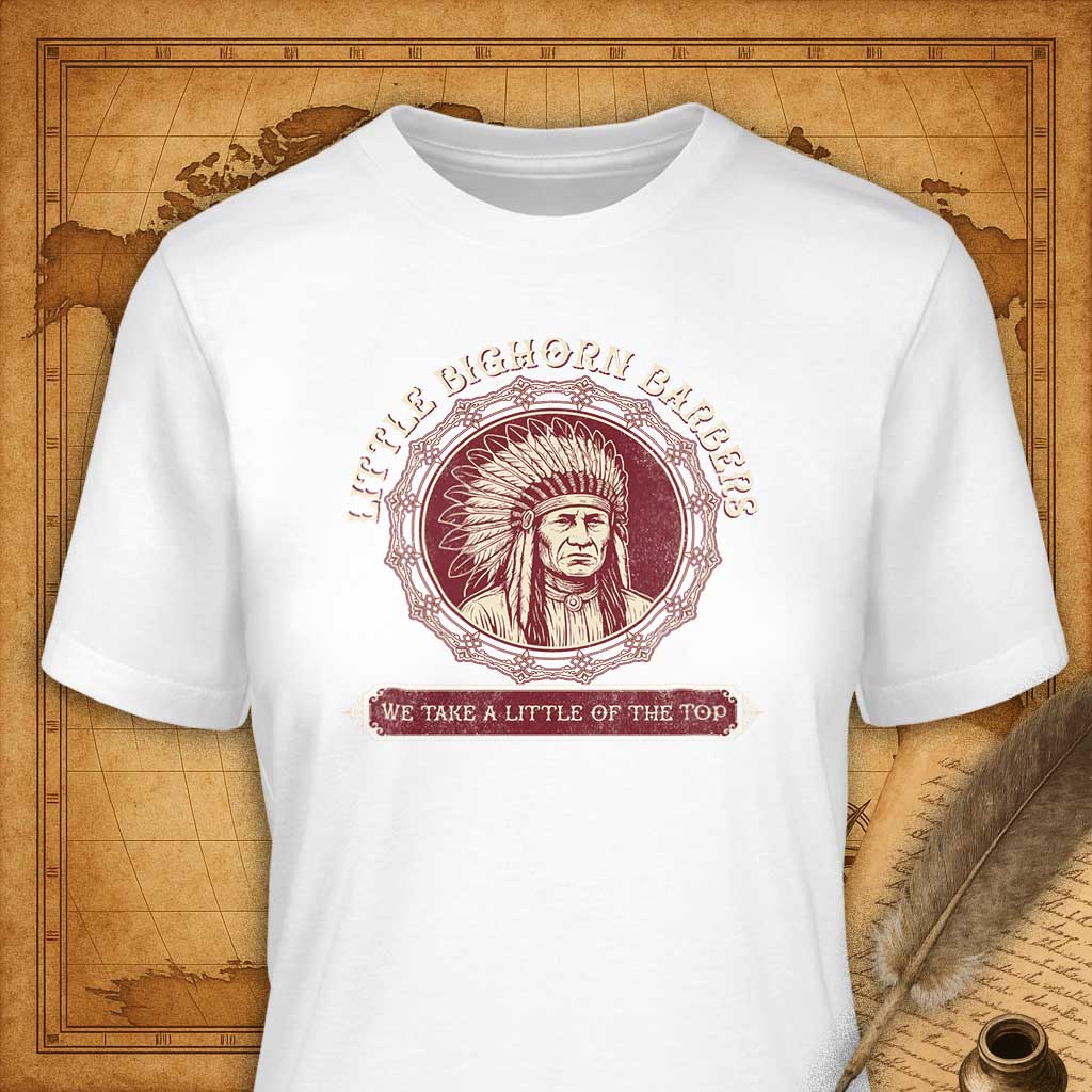Little Bighorn Barbers T-Shirt-T-Shirt-My Store-White-S-Ink and Empire