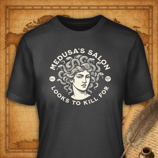 Medusa's Salon T-Shirt-T-Shirt-My Store-Vintage Black-S-Ink and Empire