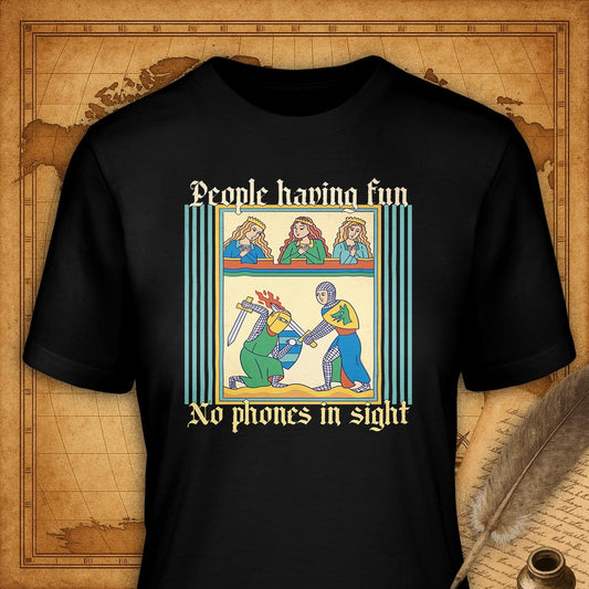 People Having Fun No Phone in Sight T-Shirt-T-Shirt-My Store-Black-S-Ink and Empire