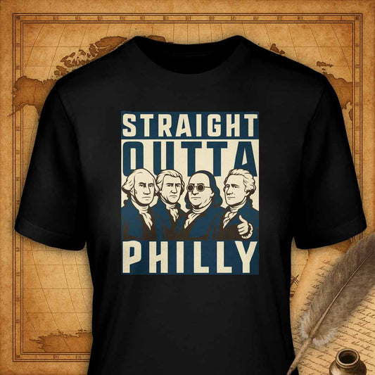Straight Outta Philly T-Shirt-T-Shirt-My Store-Black-S-Ink and Empire