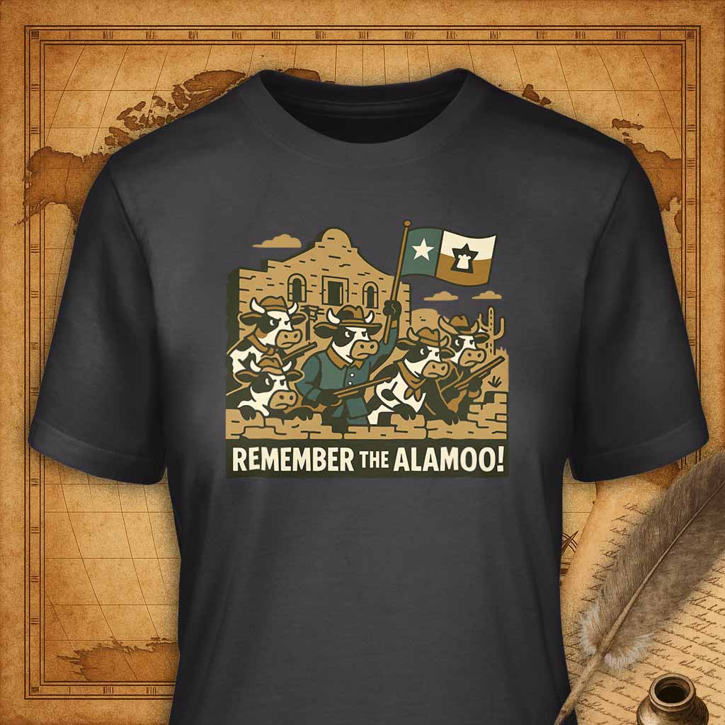 Remember the Alamoo T-Shirt-T-Shirt-My Store-Dark Grey-S-Ink and Empire