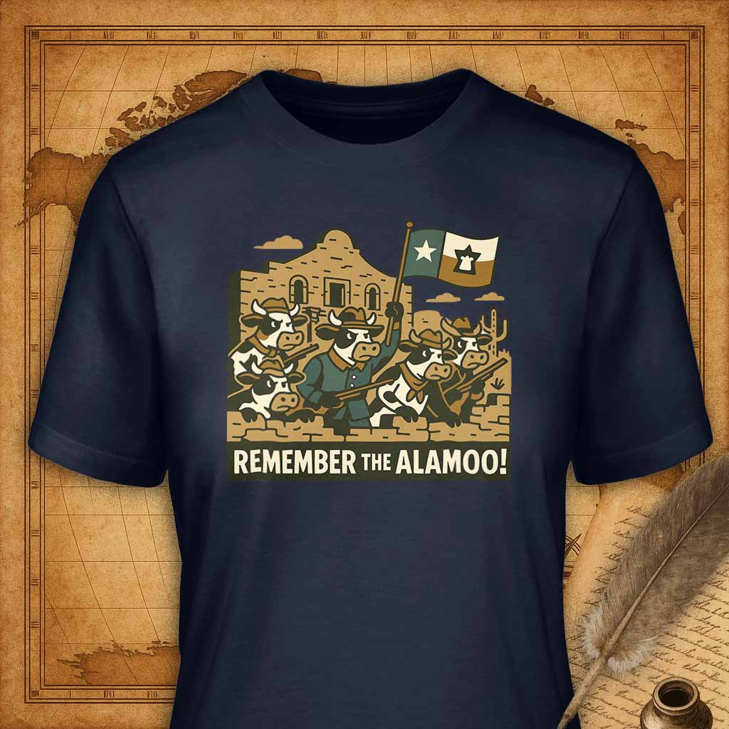 Remember the Alamoo T-Shirt-T-Shirt-My Store-Navy-S-Ink and Empire