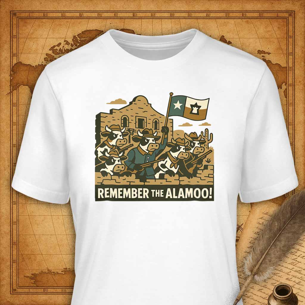 Remember the Alamoo T-Shirt-T-Shirt-My Store-White-S-Ink and Empire