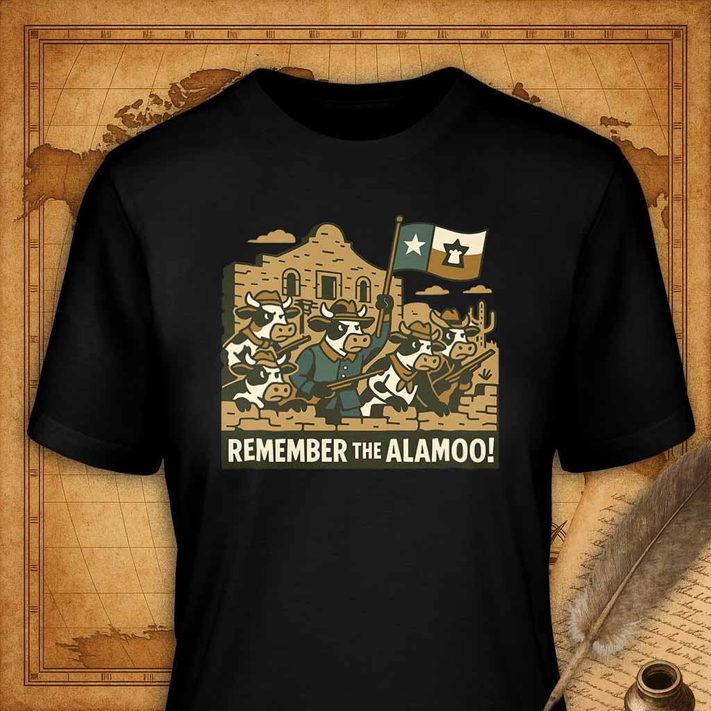 Remember the Alamoo T-Shirt-T-Shirt-My Store-Black-S-Ink and Empire