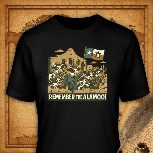 Remember the Alamoo T-Shirt-T-Shirt-My Store-Black-S-Ink and Empire
